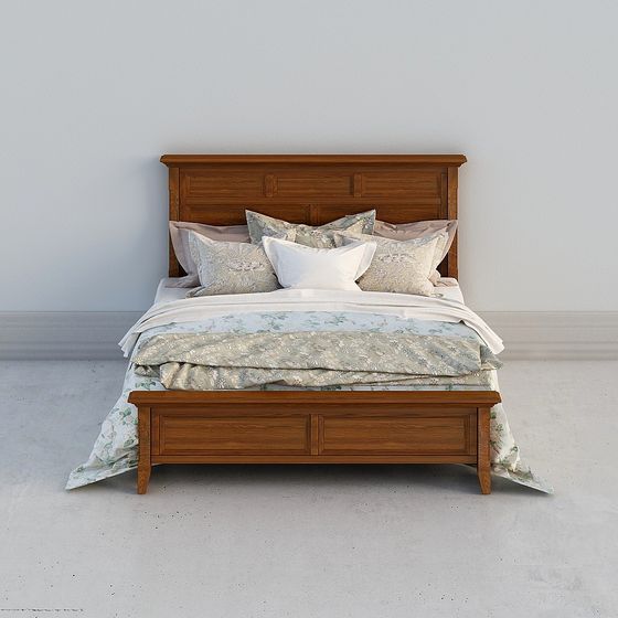 Cozy Retreat Low Poly Bed Frame 3D model