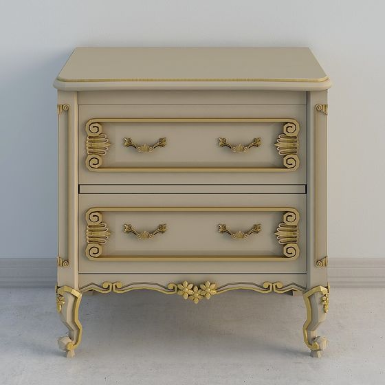 Elegant Vintage Nightstand 3D model