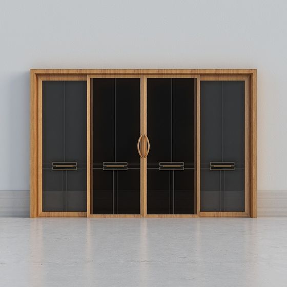 Elegant Wooden Sliding Door 3D model for Creative Projects