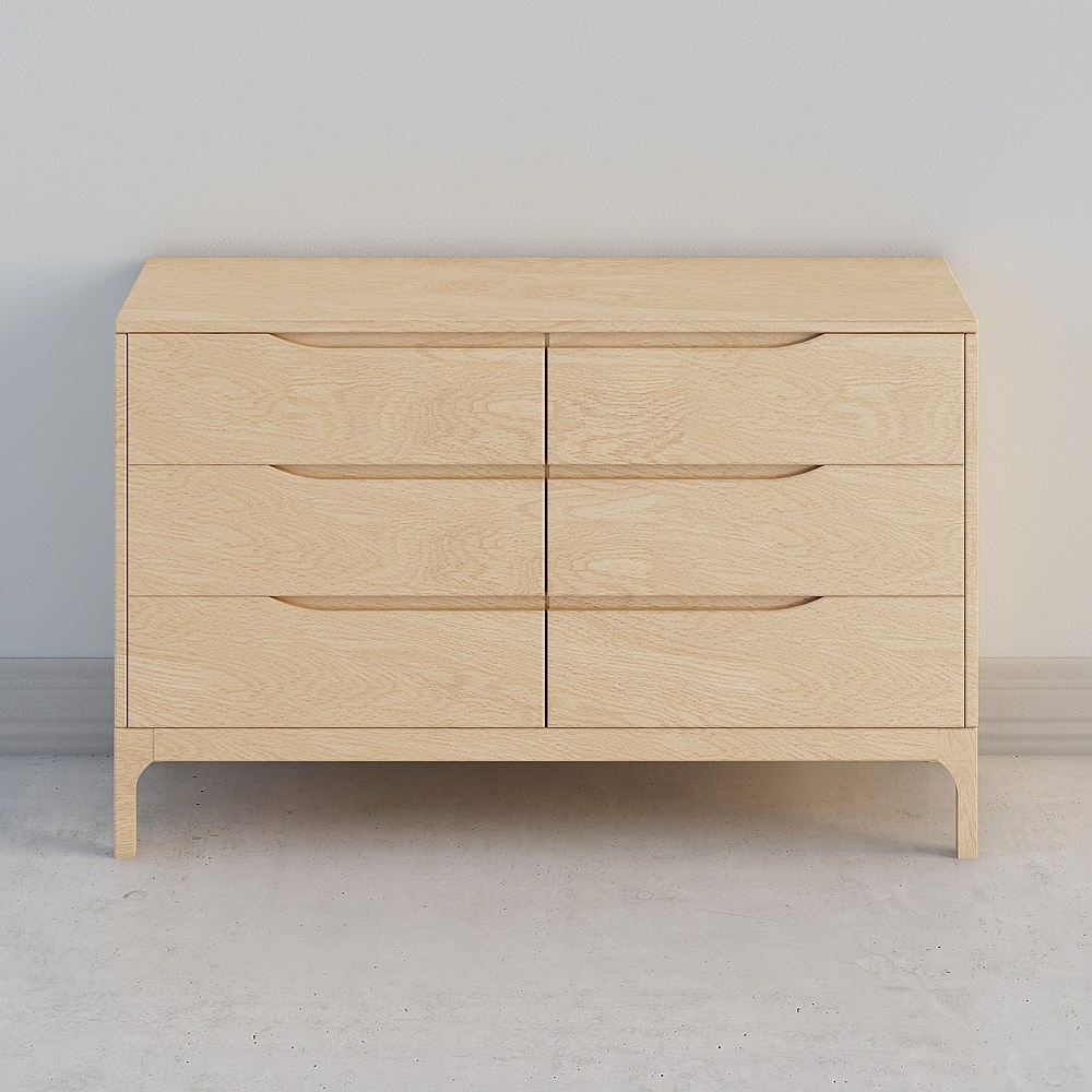 The bedroom area houses six cabinets