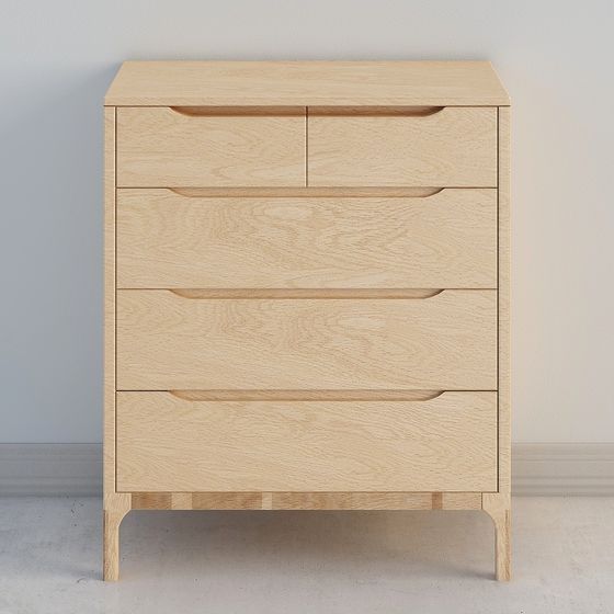 Stylish Wooden Drawer Cabinet 3D model