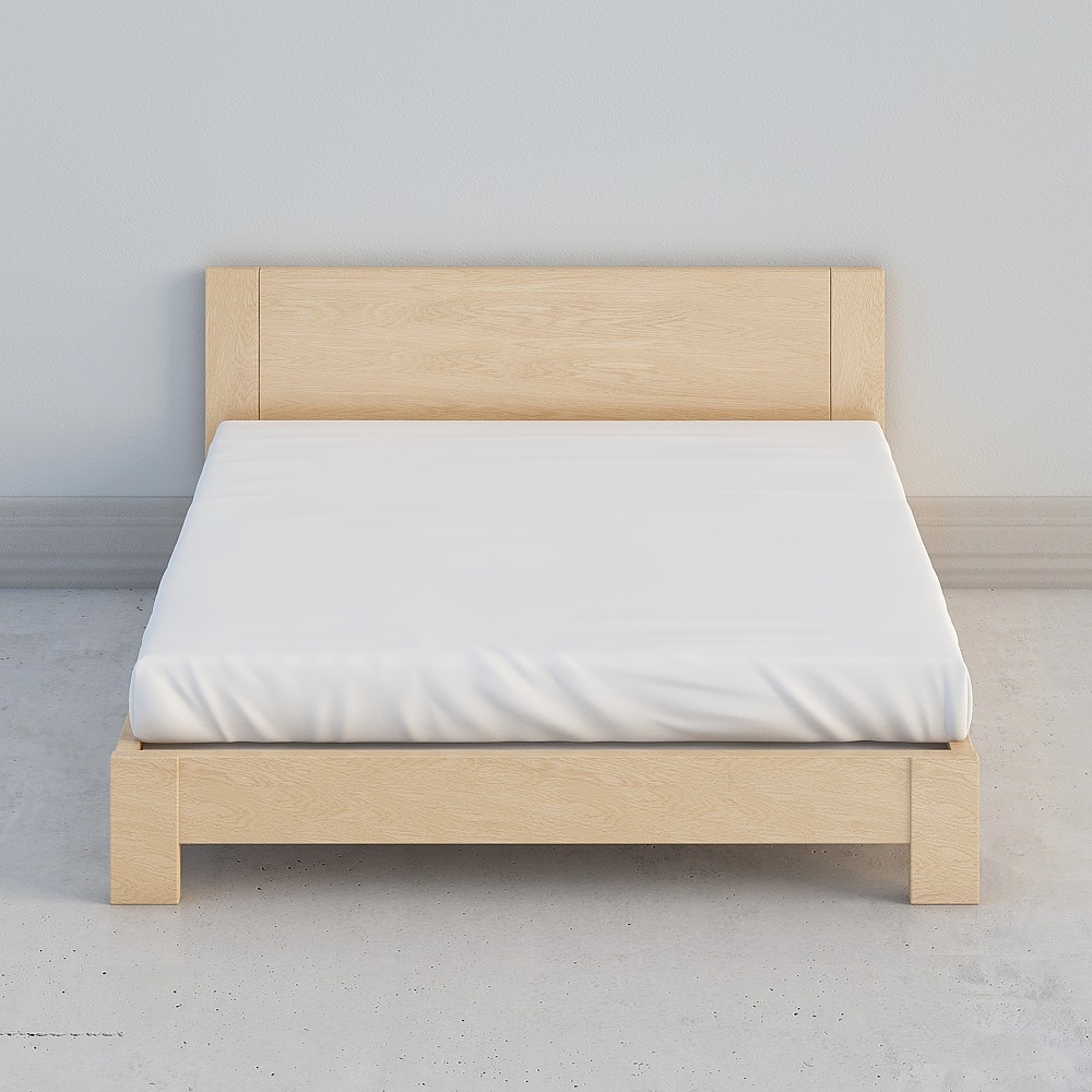 침실은 벽에 단단한 나무 침대가 없어 두껍습니다.