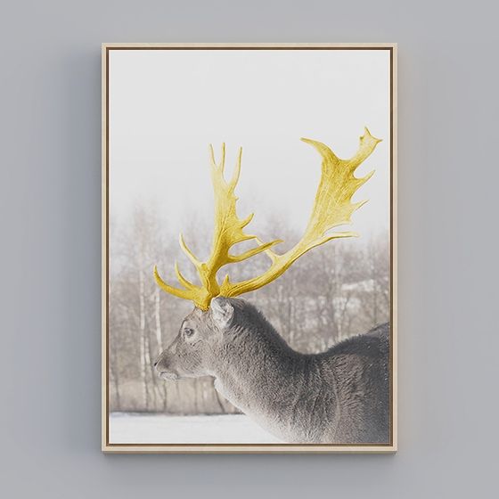 Nordic Plains Single Decorative Painting 3D Model in Gray