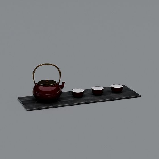 Elegant Oriental Tea Set 3D model