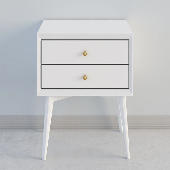 Mid-Century Modern Nightstand 3D model for Interior Spaces