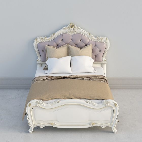 Stylish Low-Polygon Bed 3D Model for Dreamy Interiors