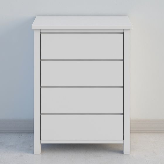 Modern Minimalist White Four-Drawer Cabinet 3D model