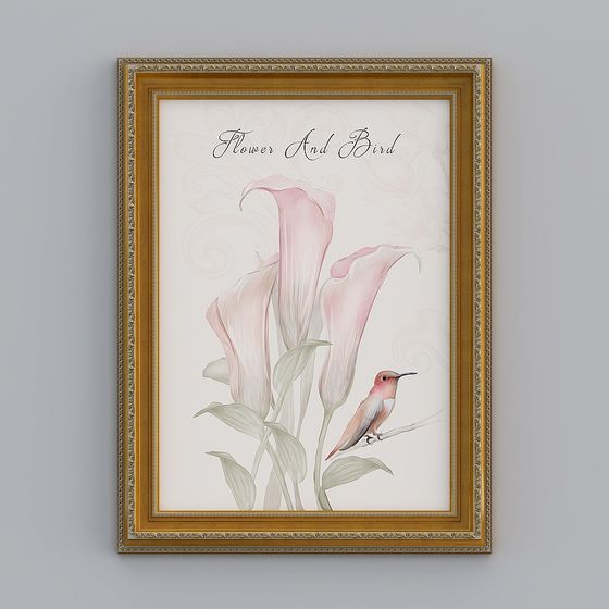 Elegant Flower and Bird 3D Model for Creative Projects