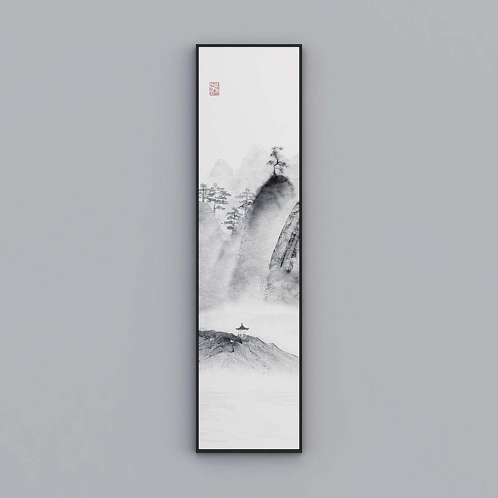 Ink Wash Mountain Landscape 3D model