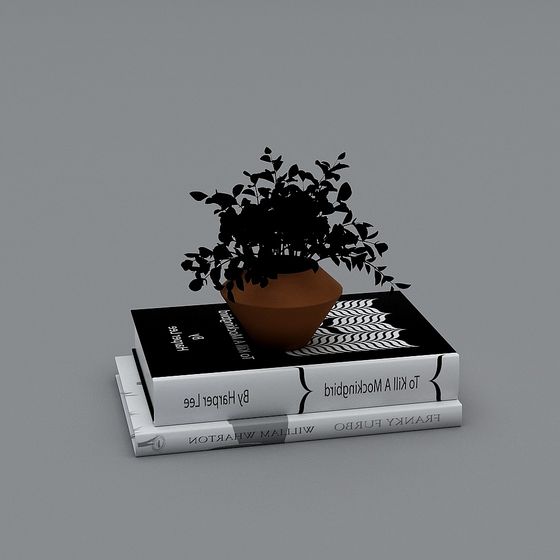Greenery on Bookshelf 3D model for Creative Spaces