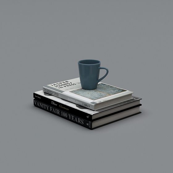 Elegant Books and Coffee 3D model