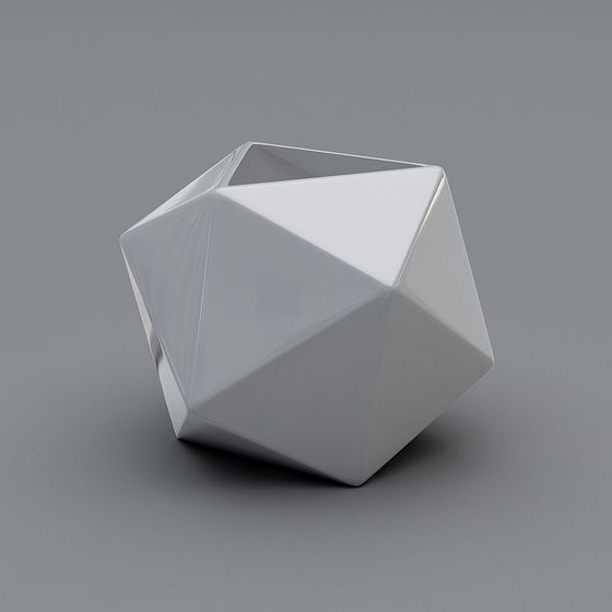 Geometric Gem Low-Poly 3D Model with Metallic Finish