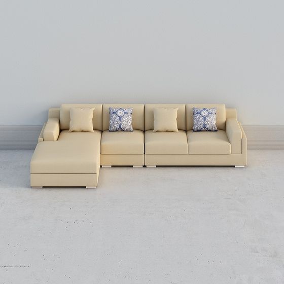 Stylish Low-Polygon Sofa 3D Model