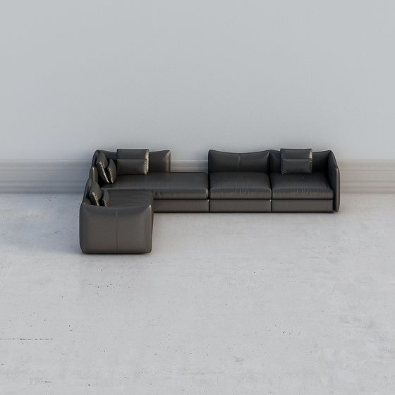 Modern Low-Poly L-Shaped Sofa 3D model