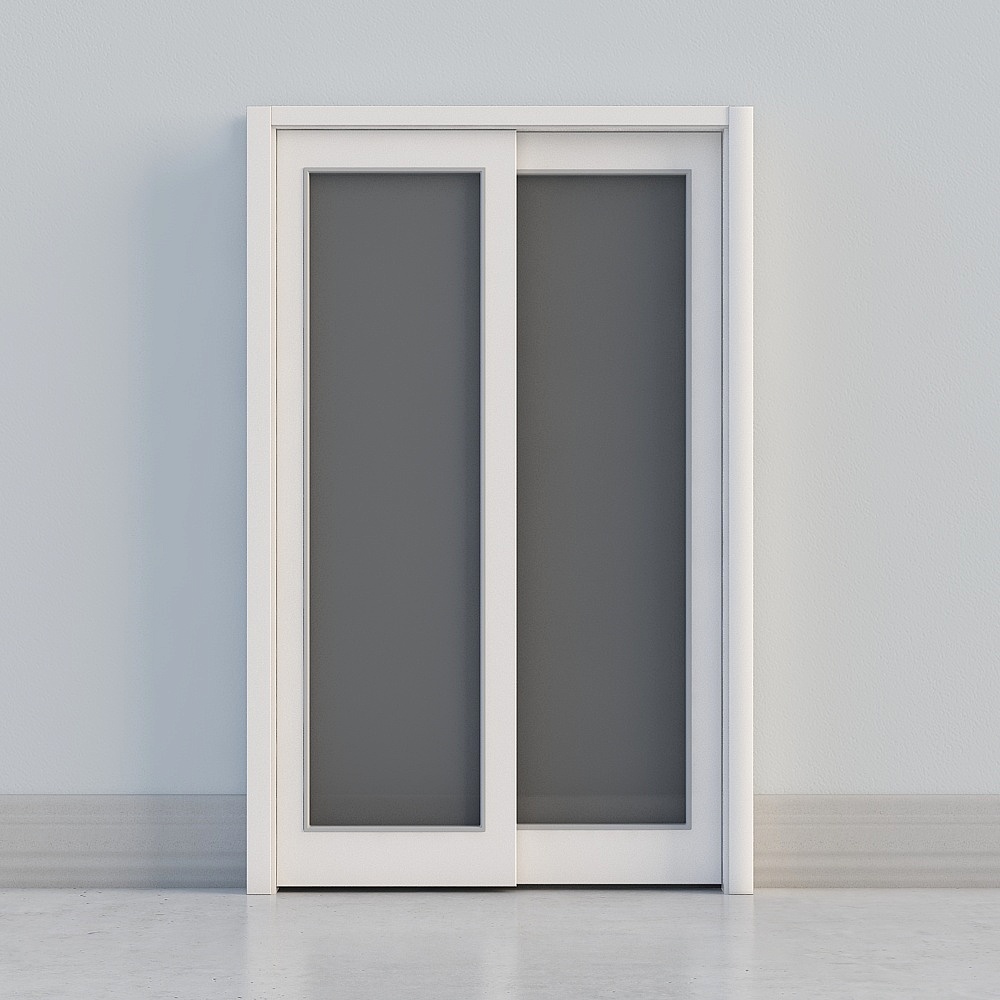 Porta scorrevole bianca minimalista con finestre