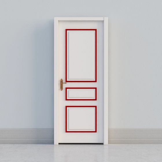 Charming Red-Edged White Door 3D model