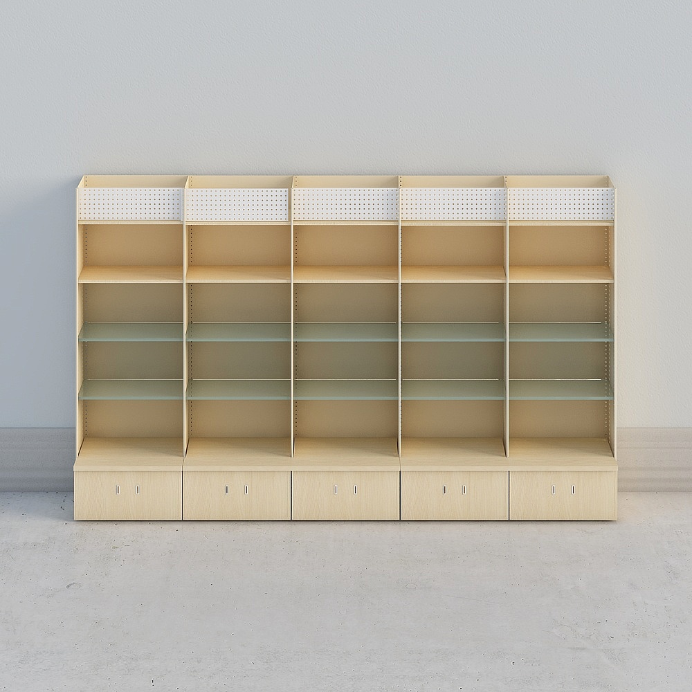 Bookcase single multi-row (adults). Wood and glass)