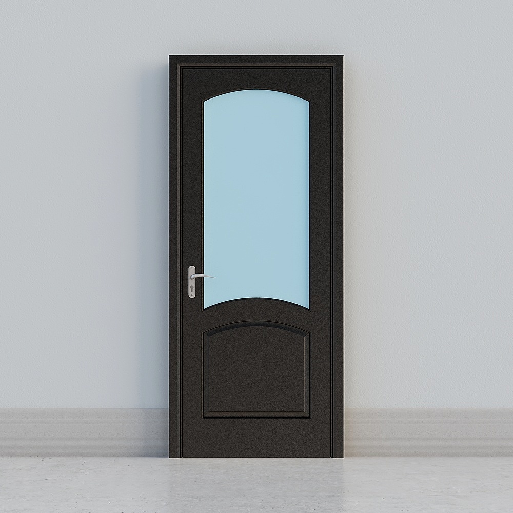 クラシックなダークブラウンの窓付きドア