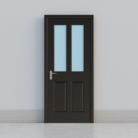 Porte vitrée en bois foncé classique