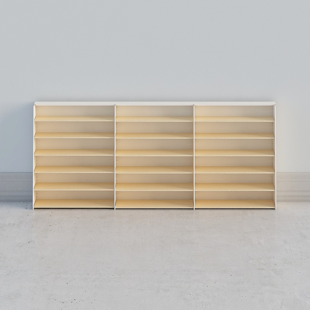 Bibliothèque multi-rangée unilatérale (bois 3 rangée)