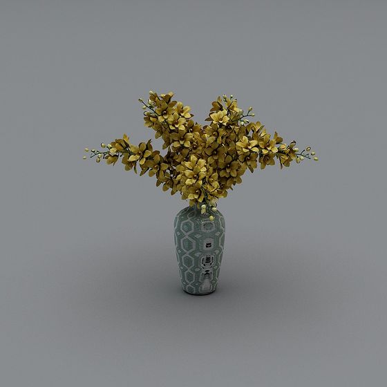 Vase of Golden Orchids 3D model