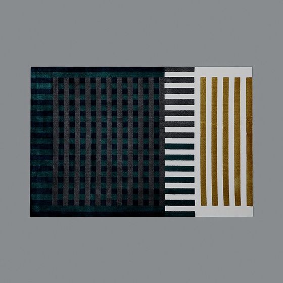 Geometric Black Modern Carpet 3D Model