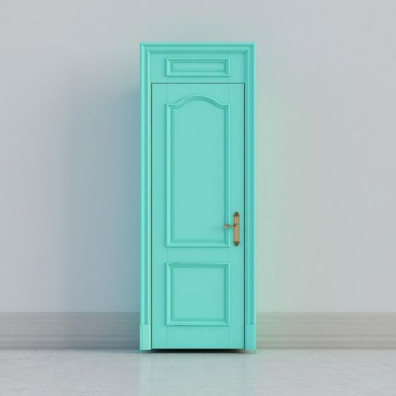 Charming Low-Poly Mint Green Door 3D model