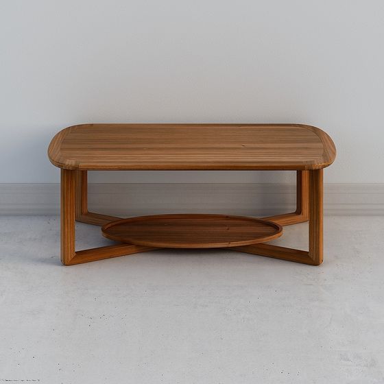 Streamlined Wooden Coffee Table 3D model