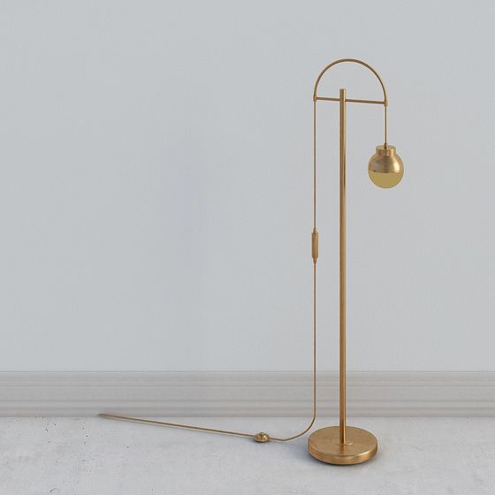 Elegant Gold Floor Lamp 3D model