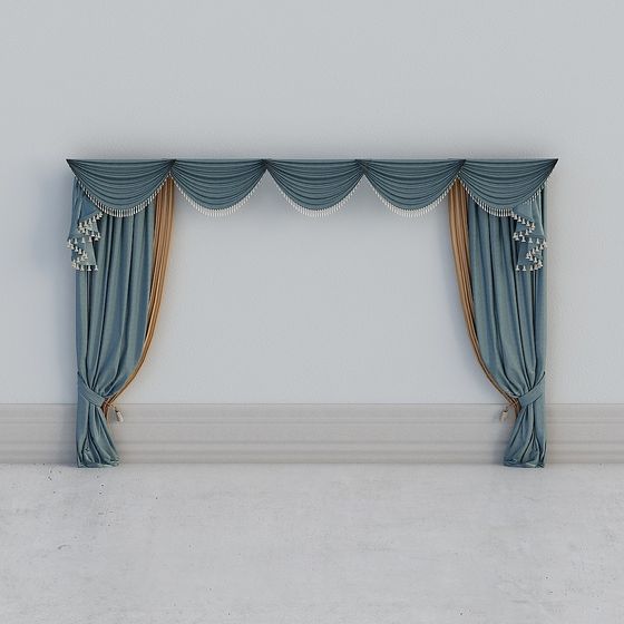 Stylish Low Polygon 3D Curtain Model for Modern Design