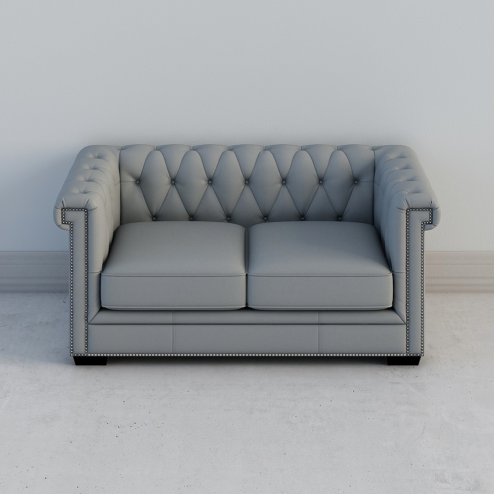 Uefa Art Lange / American Retro Kéo Ba Sofa Da Phòng Khách Kết Hợp Ánh Sáng Hiện Đại Sang Trọng 287B-3-Double (Xám Xanh)