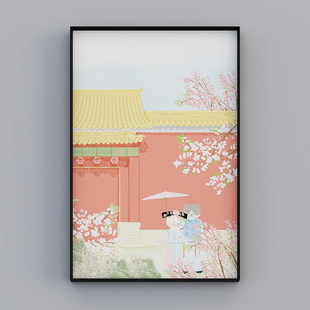 Japanese-style small fresh diatom mud decoration painting Japanese landscape Xuanguan hanging painting living room sofa background wall painting