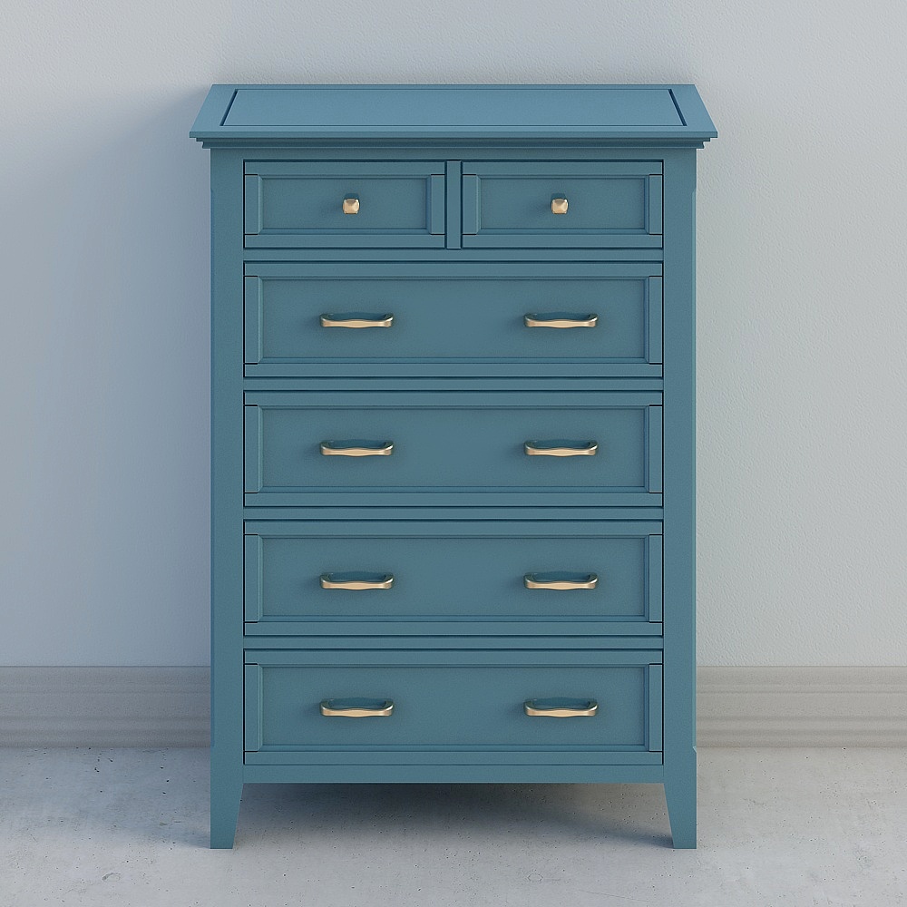 Blue six-bucket cabinet