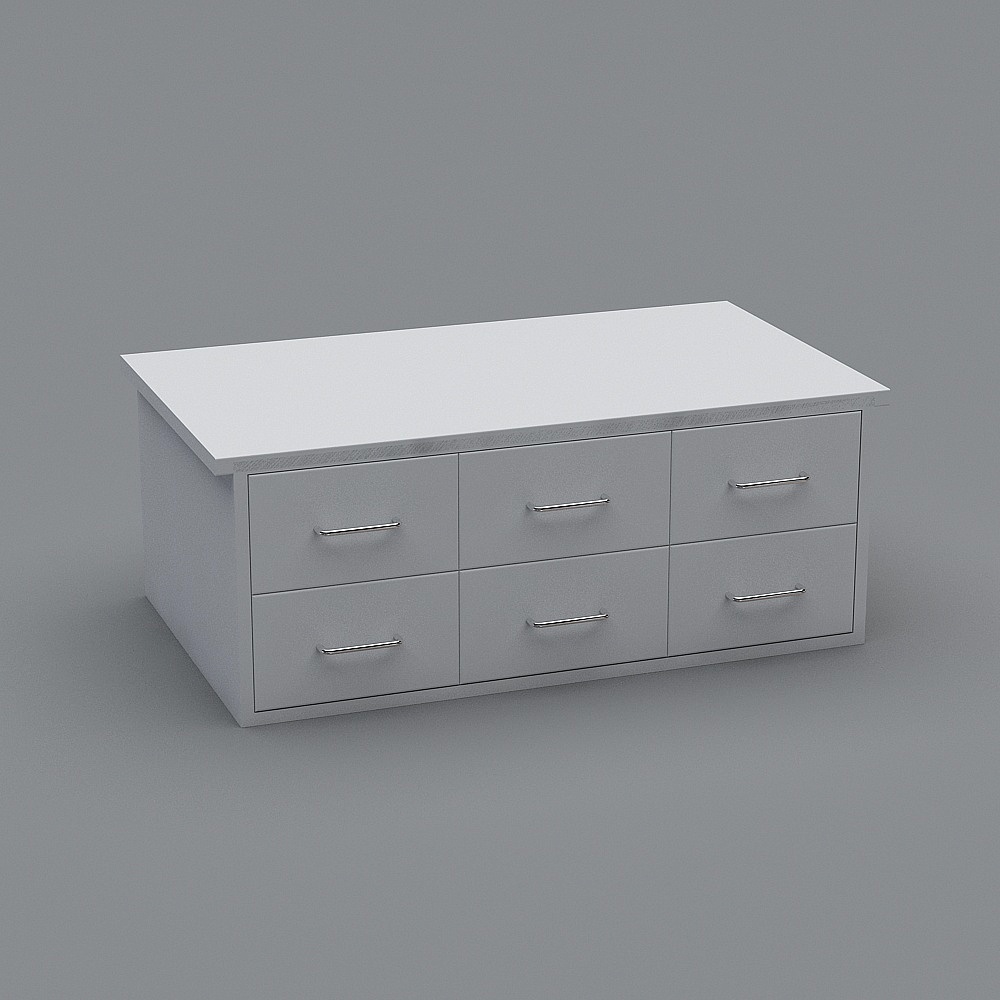 Stylish Low-Poly Six-Drawer Cabinet 3D model