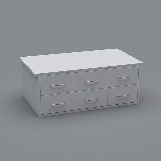 Stylish Low-Poly Six-Drawer Cabinet 3D model