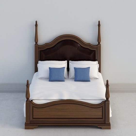 Elegant Low-Polygon Bed 3D model for Serene Bedrooms