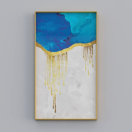 Flowing Golden Art Frame 3D model