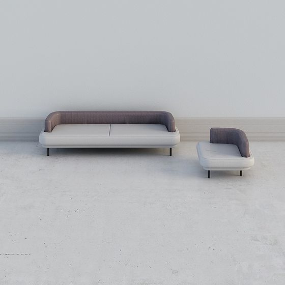 Elegant Modern Sofa and Ottoman 3D model