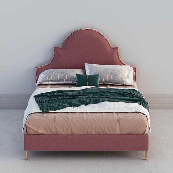 Elegant Velvet Bed 3D model