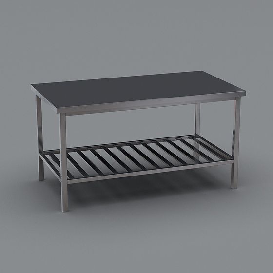 Sleek Stainless Steel Workbench 3D model