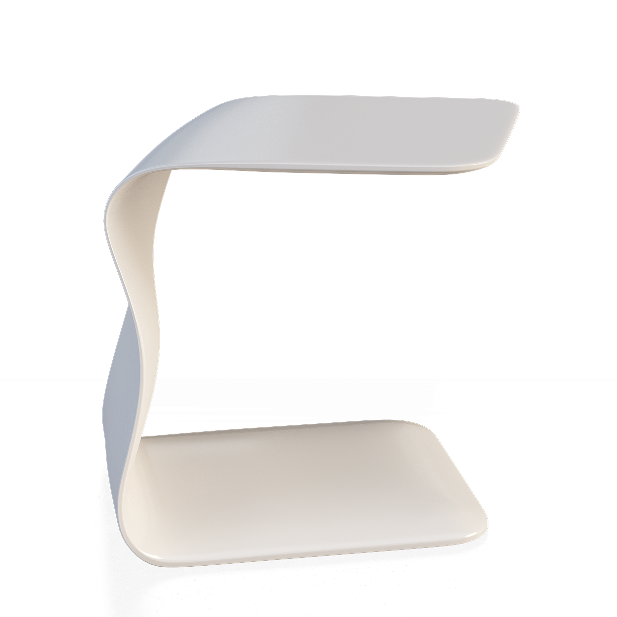 Sleek Curved Side Table 3D Model – Smooth White Design