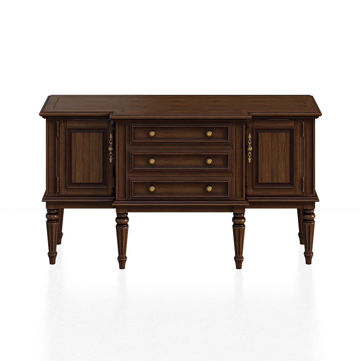 Classic Sideboard 3D Model – Rich Wood Finish