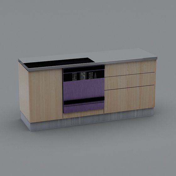 Stylish Minimalist Kitchen Island 3D model