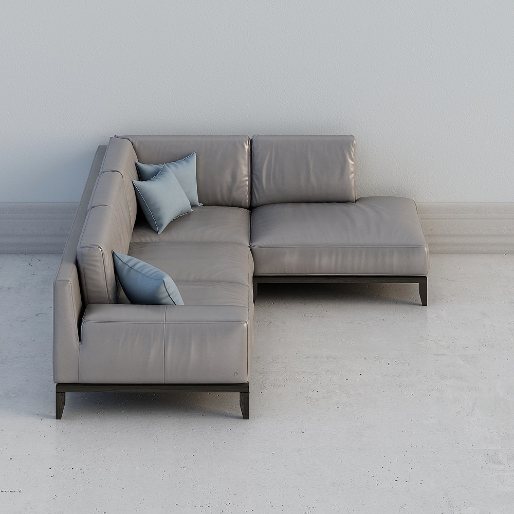 Modern leather corner multiplayer sofa 3D model ID212955