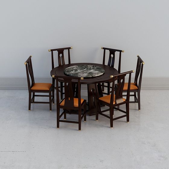 Stylish Round Table and Chairs 3D model for Homes