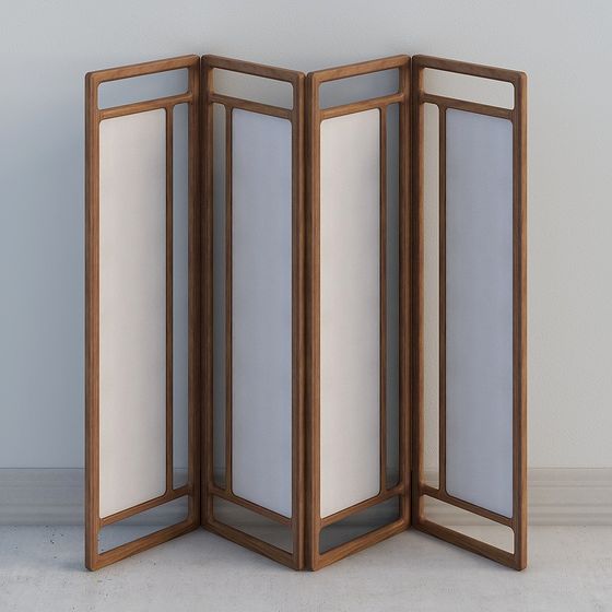 Elegant Retro Folding Screen 3D model for Modern Spaces