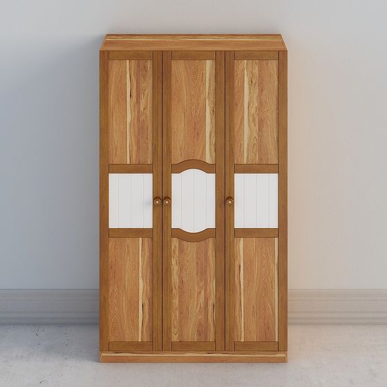 Rustic Oak Wardrobe 3D model