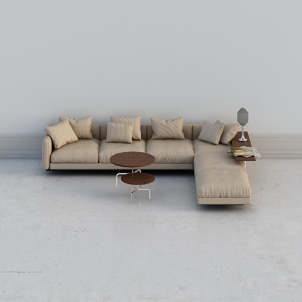Corner fabric sofa coffee table model