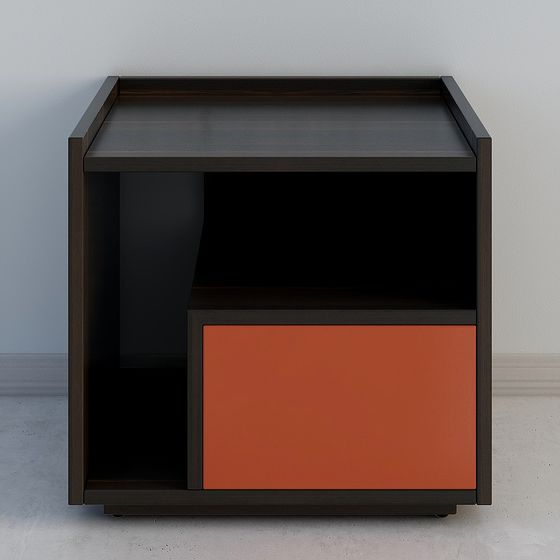 Modern Storage Unit 3D Model – Low-Poly Wood Design