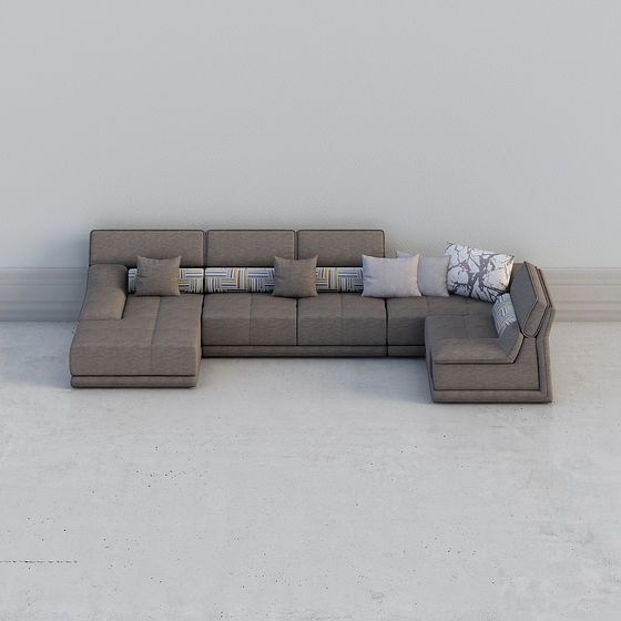 Modern Low-Polygon Fabric Sofa 3D model